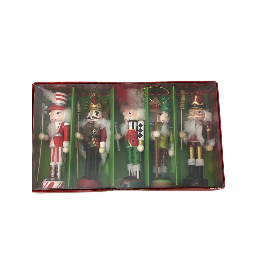 NEW Pier 1 Y2K Multicolor Mini Nutcracker Holiday Christmas Ornaments Set of 5